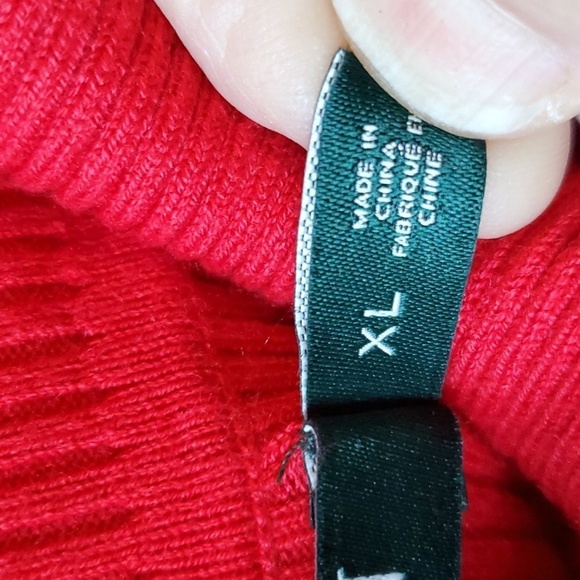 Lauren Ralph Lauren red rib turtleneck Green label & Cashmere houndstooth Scarf - Picture 4 of 9